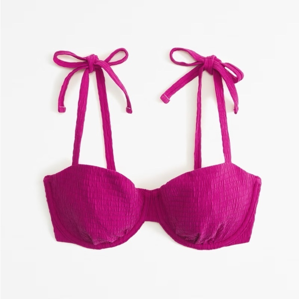Abercrombie Curve Love Tie-Strap Underwire Bikini Top Size Medium - Picture 4 of 5